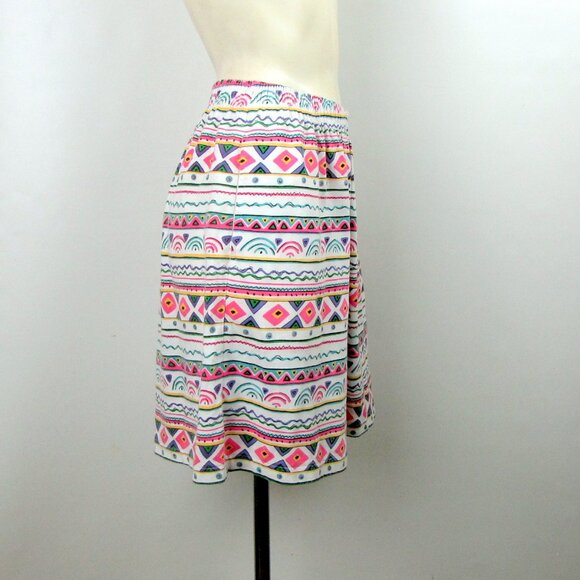 Vintage 80/90s Womens Blast Shorts Medium Knit Pastel Tribal Print Elastic Waist - Picture 5 of 10